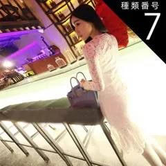 種類7：ブラック/4XL 総レース タイト 裾 フリル ドレス パーティードレス パーティドレス 結婚式ドレス 結婚式のドレス 膝丈 ひざ丈 袖あり 長袖 Uネック ラウンドネック タイト レース 透け感 シースルー 大人可愛い きれいめ 大人 上品 おしゃれ