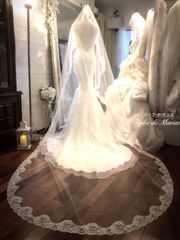 【再入荷】レースの縁取りロングマリアベール　総丈320cm