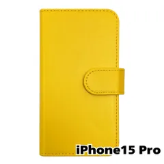 【新品未使用】 iPhone15 Pro 手帳型スマホ ケース PUレザー スムースレザー (カバー色イエロー) 無地 黄色 シンプル おしゃれ かわいい カード収納 携帯カバー flip2-muji-ip15pro-ye
