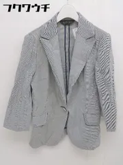 ◇ INDIVI インディヴィ ピンストライプ 1B 長袖 テーラードジャケット サイズ38 グレー ホワイト系 レディース  【1109130005127】