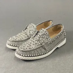 13i11 Christian Louboutin クリスチャンルブタン スタッズローファー スリッポン スパンコール 36.5 シルバー レディース 女性用のサムネイル