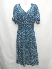 ◇ GLOBAL WORK グローバルワーク 半袖 ロング丈 ワンピース サイズL ブルー系 レディース E  【1406180060688】