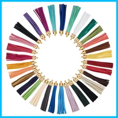 カン付き スウェード（セーム革） イヤリング・ネックレスなど ロングタイプ 携帯ストラップパーツ ジュエリー チャーム 手芸用品 キーリング フリンジタッセル 手作り素材 8489mm タッセル DIY用品 30色 装飾材料 約30本/箱 PandaHall