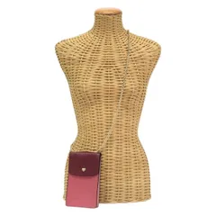 コーチ COACH ショルダーバッグ PVC / レザー 91044 チェーンショルダー ポシェット スマホケース レディース ピンク / バーガンディ 正規品 美品 中古 mbj24003