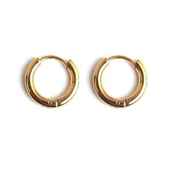 ゴールド  フープピアス メンズ レディース 6サイズ 両耳セット　リングピアス シンプル 中折れ  18G   細め 大きめ 小さめ 小ぶり ノンアレルギー 金