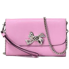 コーチ バッグ COACH クロスグレインレザー ボウ ターンロック リボン チェーン リストレット 2WAY クラッチ クロスボディー 斜めがけ ショルダーバッグ チューリップ 72903