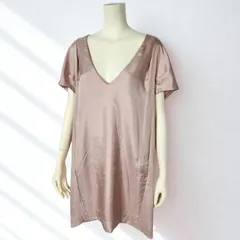 ボールジィ Ballsey/TOMORROWLAND　深 Vネック ショルダータック 光沢 チュニック/ショートワンピース　ベージュ　レディース