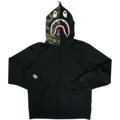 Size【L】 A BATHING APE ア ベイシング エイプ Jersey Shark Full Zip Hoodie ジャージジップパーカー 黒 【中古品-非常に良い】 20822137