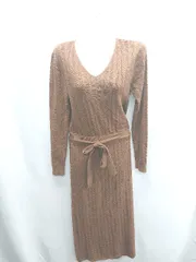 ◇ ◎ ⊇ Andemiu アンデミュウ 長袖 膝下丈 ワンピース サイズF ブラウン系 レディース E  【1410290005491】
