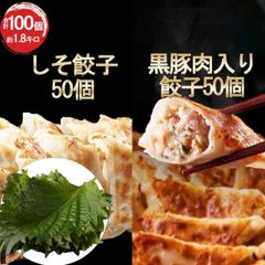 《しそ餃子50個 黒豚肉入り餃子50個セット》(※国産生大葉100％を使用) 一龍堂 餃子 ※北海道・沖縄・離島発送不可