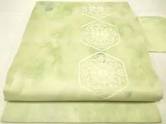 平和屋着物◎九寸名古屋帯　総刺繍　亀甲花文　銀彩　引箔　正絹　逸品　DAAK2439zy