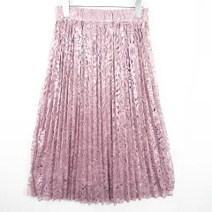 アースミュージック&エコロジー EARTH MUSIC & ECOLOGY プリーツ ロング スカート F ピンク レース kz10368