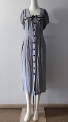 80’s brioche California USA製 レーヨンブレンド 半袖 ギンガムチェック ワンピース サイズ9/10