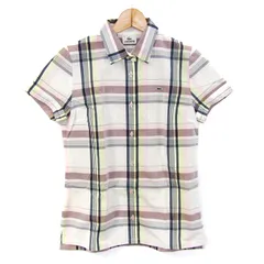 ラコステ 半袖シャツ チェック柄 トップス レディース 40サイズ ホワイト×ピンク LACOSTE 【中古】