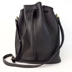 COACH コーチ レザー ショルダーバッグ ドローストリング 巾着 ブラック コーチ 巾着バッグ（レディースショルダーバッグ）｜バッグ
