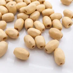 売り切りSALE ＊100個＊ ウッドビーズ 天然木 ビーズ 俵型 ホワイト マクラメやネックレス作りに bz017s