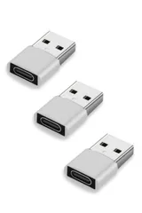 シルバー YFFSFDC USB Type C（メス）to USB 2.0（オス）変換アダプタ USB 変換アダプタ タイプc usb 変換コネクタ データ転送 充電対応 OTG対応 スマホ/パソコンなどに対応 3個セット (シルバー)