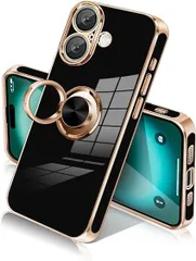 SIGAILOI iphone 16plus ケース リング付き カバー メッキ加工 車載ホルダー アイホン 16プラス ケース 360°回転 スタンド機能 ストラップホール付き スマホケース 米軍MIL規格 SGS認証 TPU 滑り止め