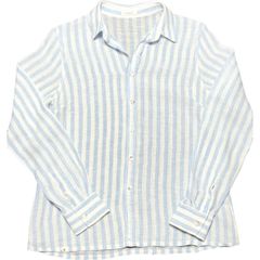 MADE IN JAPAN製 MAREE ストライプ柄長袖リネンシャツ サックス 4サイズ