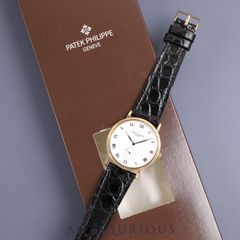 PATEK・PHILIPPE パテック・フィリップ CALATRAVA カラトラバ 3919J 手巻き Cal.215 YG 純正革ベルト 純正尾錠（750）シルバー文字盤 紙箱