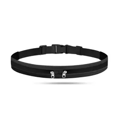 多機能弾性ウエストバッグ　アウトドア防水スポーツウエストポーチ　盗難防止隠しウエストバッグ　ランニング用スマホケース　フィットネスベルト　小型キーウォレット(ブラック)