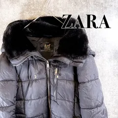ZARA フード付きブラックダウンジャケット ZARA ブラック フード付きダウンジャケット - メルカリ