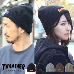 ニット帽 レディース ホワイト ゴルフ メンズ ブランド スラッシャー ニット帽 THRASHER FLAME LOGO リブ編み ビーニー 22TH-N53のサムネイル