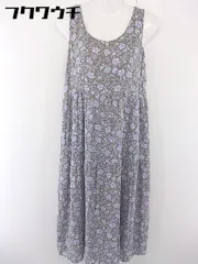 ◇ Another Edition 花柄 ノースリーブ 膝下丈 ワンピース ベージュ パープル マルチ レディース  【中古】 【1107230005795】