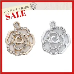 【4個色選択可】A級ガラスストーン カメリア 薔薇 フラワー チャーム ビジュー素材 パーツ お洒落 デコパーツ アパレル ゴールド系 素材 資材 アクセサリー製作 デコパーツ