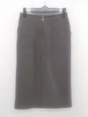 ◇ YECCA VECCA イェッカヴェッカ スエード調 膝下丈 タイト スカート サイズF ダークブラウン系 レディース P  【1302230000584】