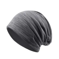 綿ガーゼニット帽 ニット帽 春秋用 医療用帽子 抗がん剤治療 キャップ 薄手パーカー帽 韓国風 防風・日よけ対応 男女兼用 フリーサイズ 56〜60cm頭囲対応(グレー)