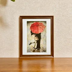 新品☆額縁付アートポスター☆Loui Jover（ルイ・ジョヴァー）☆アートデザイン☆オーストラリア画家☆THE RED UMBRELLA☆369