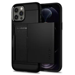 【在庫処分】Spigen iPhone12Pro ケース iPhone12 ケース カード 収納 耐衝撃 米軍MIL規格 衝撃 吸収 ハード カバー 背面 スライド 式 カードケース MIL規格 落下防止 IC カード ポケット パスケース アイフォン12 ケ