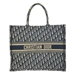 Christian Dior ディオール ブックトート ラージ M1286ZRIW_M828 トートバッグ オブリーク エンブロイダリー ネイビー トートバッグ キャンバス レディース