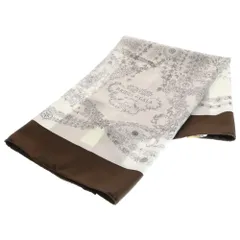 HERMES (エルメス) カレ90 ブリッド・ドゥ・ガラ・アン・フルール フラワープリント シルク スカーフ ホワイト/ブラウン