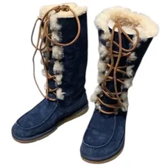 UGG アグ  編み上げムートンブーツ  ボア スエード  22cm 濃紺