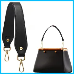 バッグの持ち手 バッグ 持ち手 交換 用 ショルダーベルト PUレザーと亜鉛合金製 着脱可能 自分で取り替えられる持ち手 交換用持ち手ブラックのハンドルはシンプルで合わせやすい レザーバッグやビジネスバッグなどのハンドル交換に最適