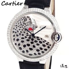 【OH済/仕上済】カルティエ バロンブルー LM パンサー 自動巻 ダイヤ ダールコレクション メンズ レディース Cartier 時計 腕時計 中古【送料無料】