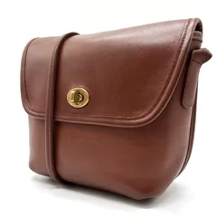 【良品】 OLD COACH オールドコーチ ポシェット ショルダーバッグ フラップ ターンロック 小物入れ ロゴ型押し チャーム ゴールド金具 ヴィンテージ ビンテージ 肩掛け 斜め掛け グラブタンレザー レディース ブラウン 茶色