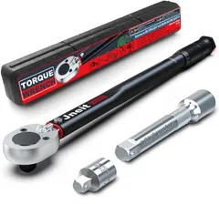 Jneit トルクレンチ 車 タイヤ交換 差込角12.7mm 20-230Nm プレセット型 とるくレンチ 精度±3% 125mmエクステンションバー 3/8”変換ソケット ブラック