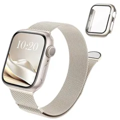 【新品】 コンパチブル Apple Watch バンド 40mm 41mm 44mm 45mm コンパチブル アップルウォッチバンド ステンレス留め金製 男女兼用 マグネットクラスプ コンパチブル アップルウォッチ用バンド 保護カバー付き アップルウォッチ 1