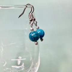 アパタイト  一粒フックピアス 10mm （シルバー） イヤリング  樹脂ピアス 天然石 パワーストーン  ハンドメイド ◆