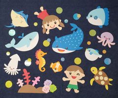 壁面飾り 壁面製作 7月 8月 海 海の生き物 魚 幼稚園 保育園