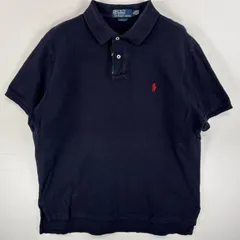 古着 90's/90年代 ポロバイラルフローレン Polo by Ralph Lauren ポロシャツ ワンポイント ロゴ 刺繍 大きいサイズ 2ボタン XL  ネイビー 無地 メンズ
