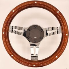 小径ステアリング 290mm ウッド シルバーピアス カスタムカー 社外 旧車