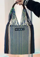 全新未使用 Marni マルニ 織バッグショルダーバッグ マーケット ショッピング バッグ ストライプ ピクニック ハンモック