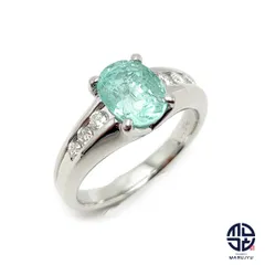 PT900 Pt900 プラチナ パライバトルマリン2.27ct ダイヤ0.23ct リング 指輪 約17号 鑑別書付き