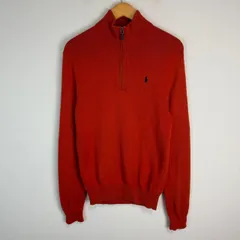 POLO RALPH LAUREN ポロラルフローレン ニット セーター ハーフジップ ワンポイントロゴ ロゴ刺繍 古着 レディース オレンジ  XSサイズ