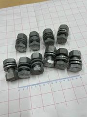 M16 六角ボルト 10本セット 溶融亜鉛メッキ ワッシャー＆ナット付き DIY・金具素材に！
