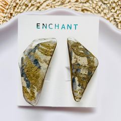 現代アート イヤリング グレー ハンドメイド